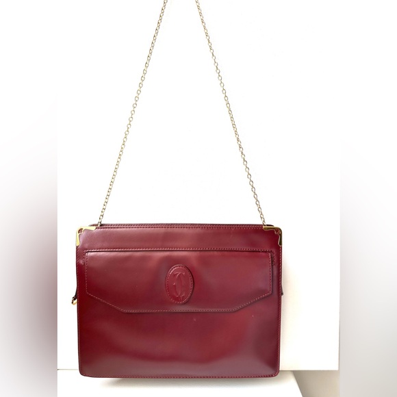 Cartier Handbags - Cartier Vintage Bordeaux envelope Clutch leather bag